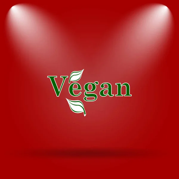 Ícone Vegan Ícone Plano Fundo Vermelho — Fotografia de Stock