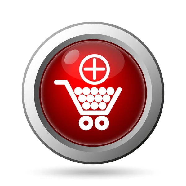 Lägga Till Shopping Cart Ikonen Internet Knappen Vit Bakgrund — Stockfoto