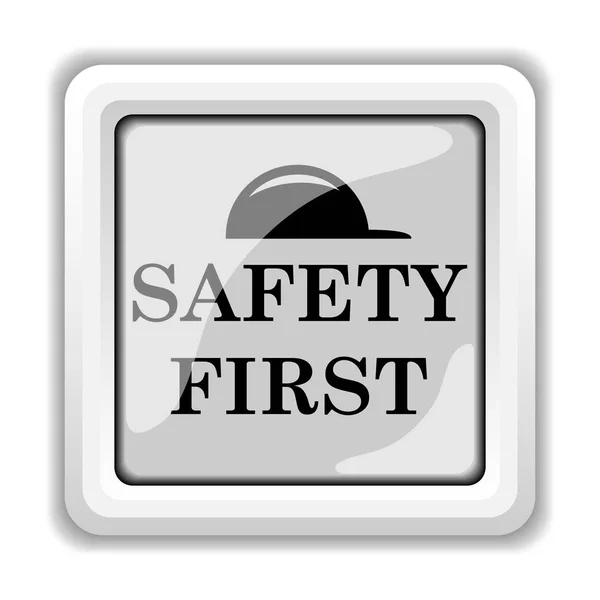 Pierwsza Ikona Bezpieczeństwa Przycisk Internet Białym Tle — Zdjęcie stockowe