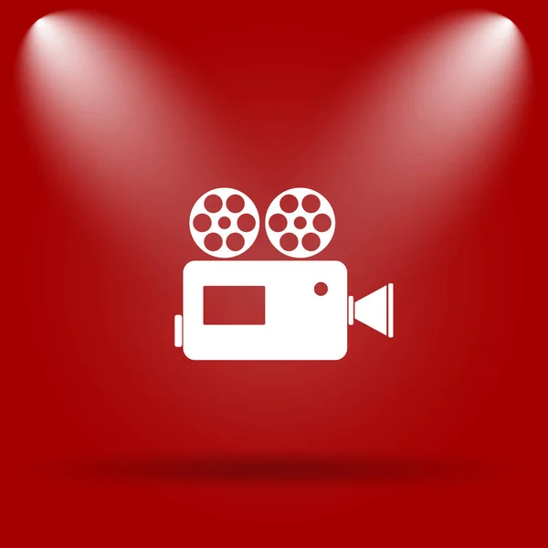 Video Kamera Simgesi Kırmızı Zemin Üzerine Düz Simgesi — Stok fotoğraf