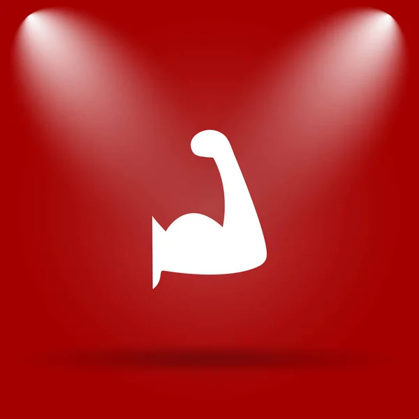 Muscle Icon Flat Icon Red Background — Stock Photo, Image