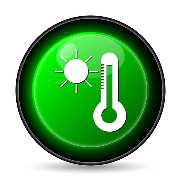 Sonne Und Thermometer Internet Taste Auf Weißem Hintergrund — Stockfoto