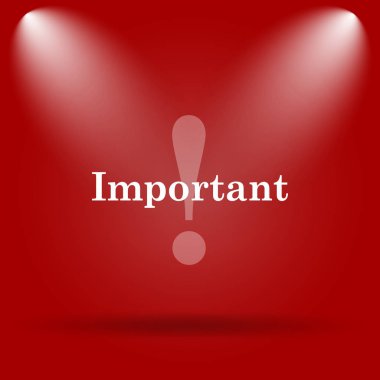 Önemli simgesi. Kırmızı zemin üzerine düz simgesi