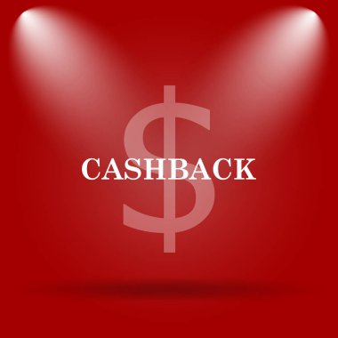 Cashback simgesi. Kırmızı zemin üzerine düz simgesi