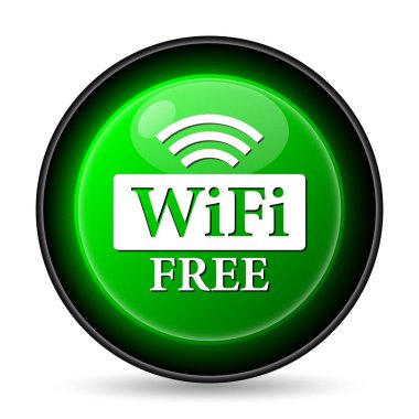 WiFi ücretsiz simge. Beyaz arka plan üzerinde Internet düğmesi