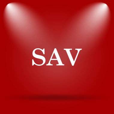 Sav simgesi. Kırmızı zemin üzerine düz simgesi