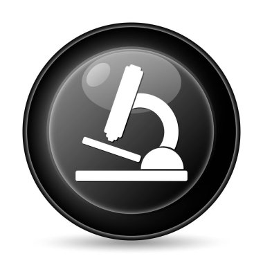 Mikroskop simgesi. Beyaz arka plan üzerinde Internet düğmesi