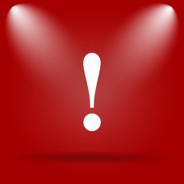 Dikkat simgesi. Kırmızı zemin üzerine düz simgesi