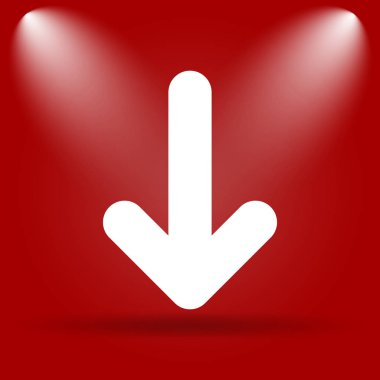 Ok simgesi. Kırmızı zemin üzerine düz simgesi