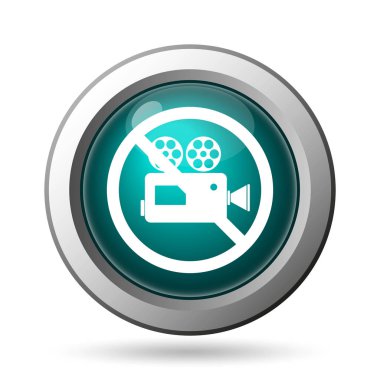 Yasak video kamera simgesi. Beyaz arka plan üzerinde Internet düğmesi