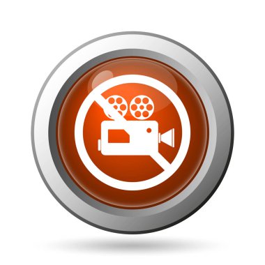 Yasak video kamera simgesi. Beyaz arka plan üzerinde Internet düğmesi