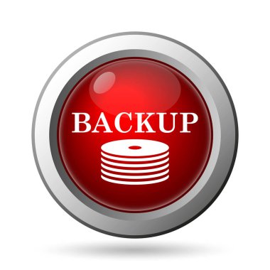 Yedekleme simgesi. Beyaz arka plan üzerinde Internet düğmesi