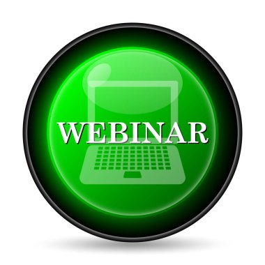 Webinar simgesi. Beyaz arka plan üzerinde Internet düğmesi