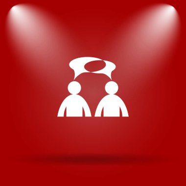 Yorumlar simgesine. Düz simgesi üzerinde kırmızı bir arka plan. -Erkekler balon