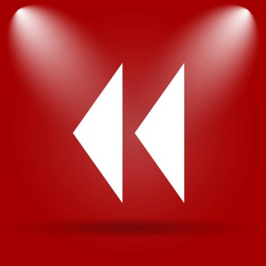 Geri sarma simgesi. Kırmızı zemin üzerine düz simgesi