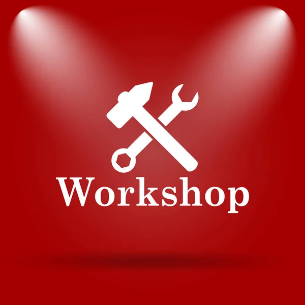 Workshop Icon Flat Icon Red Background — Stock Photo, Image