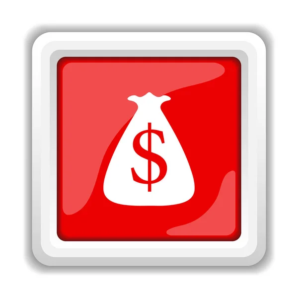 Ikona Worek Dolara Przycisk Internet Białym Tle — Zdjęcie stockowe