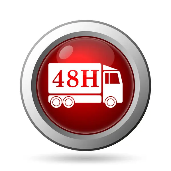 48H Dostawy Ciężarówka Ikona Przycisk Internet Białym Tle — Zdjęcie stockowe
