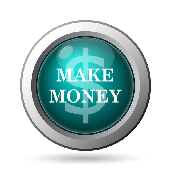 Make Money Icon Przycisk Internet Białym Tle — Zdjęcie stockowe