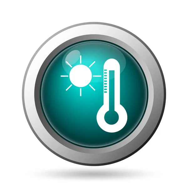 Zon Thermometer Pictogram Internet Knop Witte Achtergrond — Stockfoto