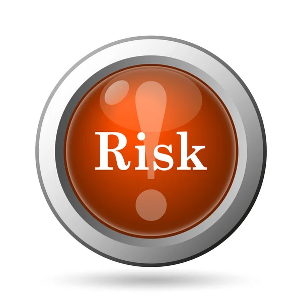 Kockázatot Jelző Ikonja Internet Gomb Fehér Háttér — Stock Fotó