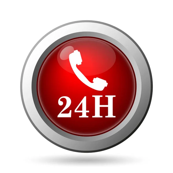 24H Phone Icon Internet Button White Background — Stock Photo, Image