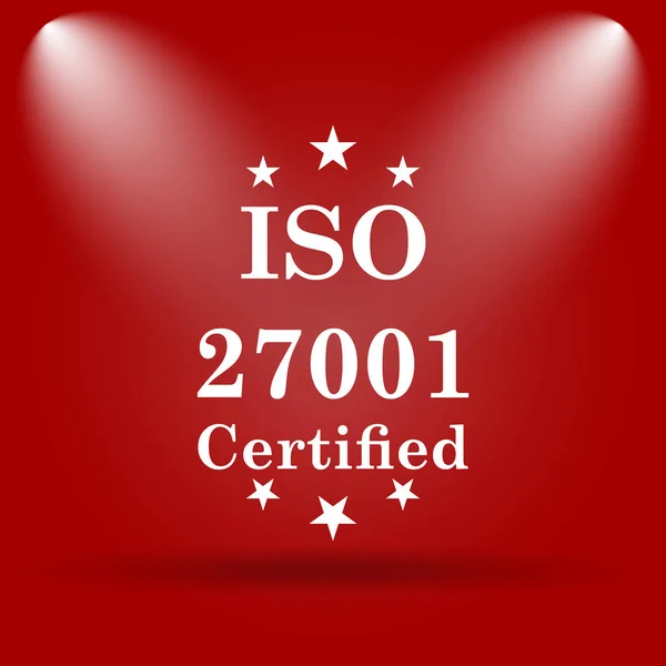 Iso 27001 Ikona Plochý Ikona Červeném Pozadí — Stock fotografie