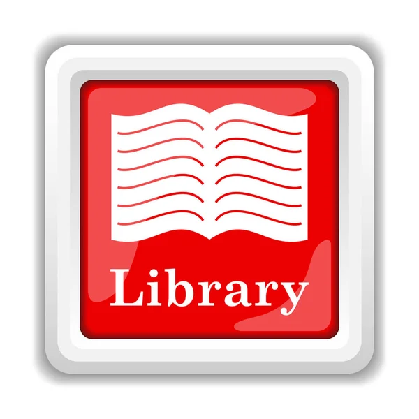 Bibliotheek Pictogram Internet Knop Witte Achtergrond — Stockfoto