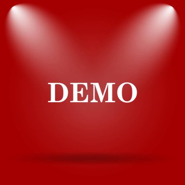 Demo simgesi. Kırmızı zemin üzerine düz simgesi