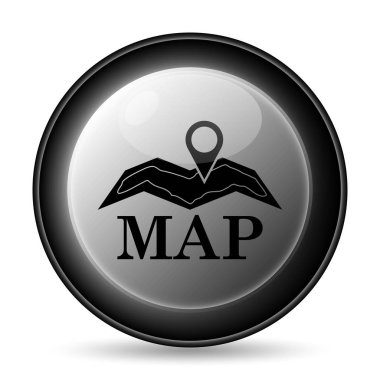 Harita simgesi. Beyaz arka plan üzerinde Internet düğmesi