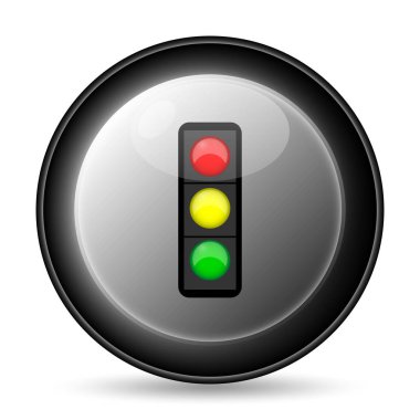 Trafik ışığı simgesi. Beyaz arka plan üzerinde Internet düğmesi