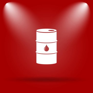 Petrol varil simgesi. Kırmızı zemin üzerine düz simgesi