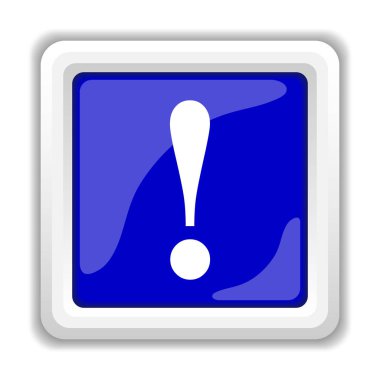 Dikkat simgesi. Beyaz arka plan üzerinde Internet düğmesi