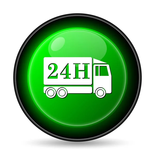 24U Levering Vrachtwagen Pictogram Internet Knop Witte Achtergrond — Stockfoto