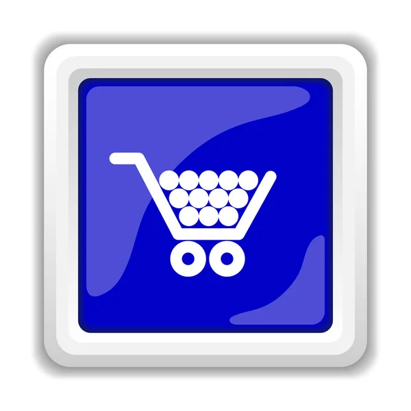 Icoon Winkelwagentje Internet Knop Witte Achtergrond — Stockfoto