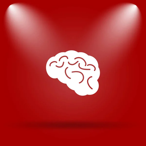 Ícone Cerebral Ícone Plano Fundo Vermelho — Fotografia de Stock