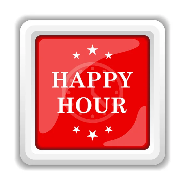 Ikona Happy Hour Przycisk Internet Białym Tle — Zdjęcie stockowe