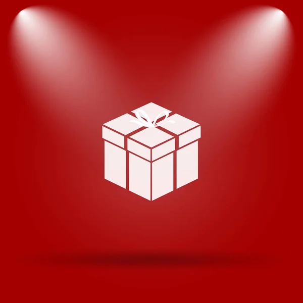 Gift Icon Flat Icon Red Background — Stock Photo, Image