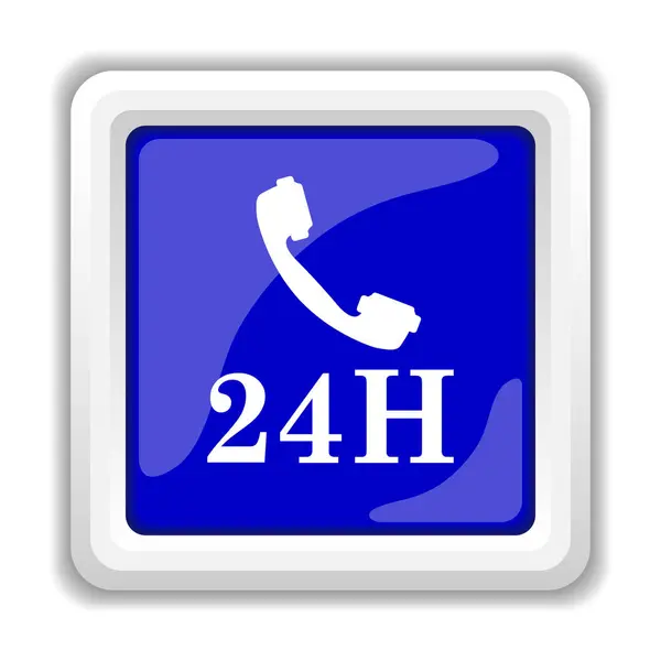 Ícone Telefone 24H Botão Internet Fundo Branco — Fotografia de Stock