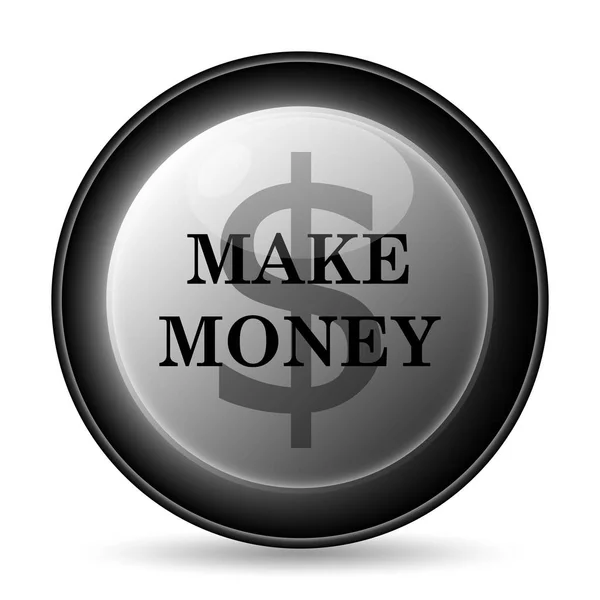 Make Money Icon Przycisk Internet Białym Tle — Zdjęcie stockowe