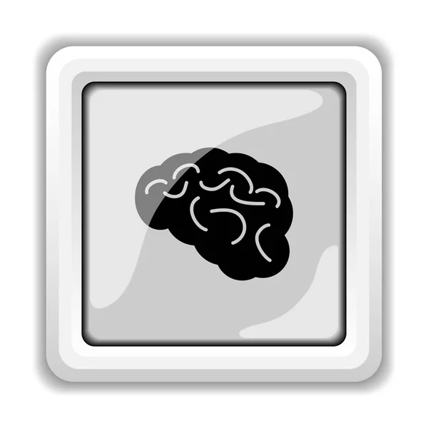 Ícone Cerebral Botão Internet Fundo Branco — Fotografia de Stock