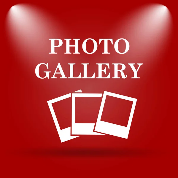 写真ギャラリーのアイコン 赤の背景にフラット アイコン — ストック写真