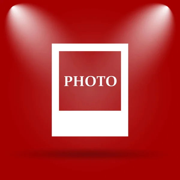 Photo Icon Flat Icon Red Background — Stock Photo, Image