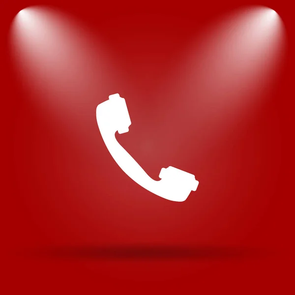 Ikona Telefonu Plochý Ikona Červeném Pozadí — Stock fotografie