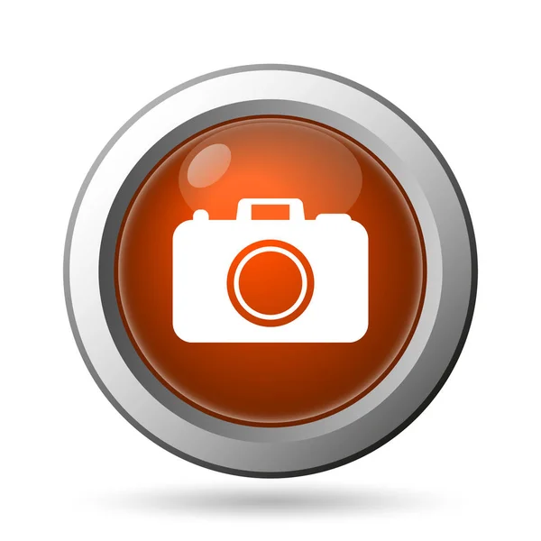 Foto Camera Pictogram Internet Knop Witte Achtergrond — Stockfoto