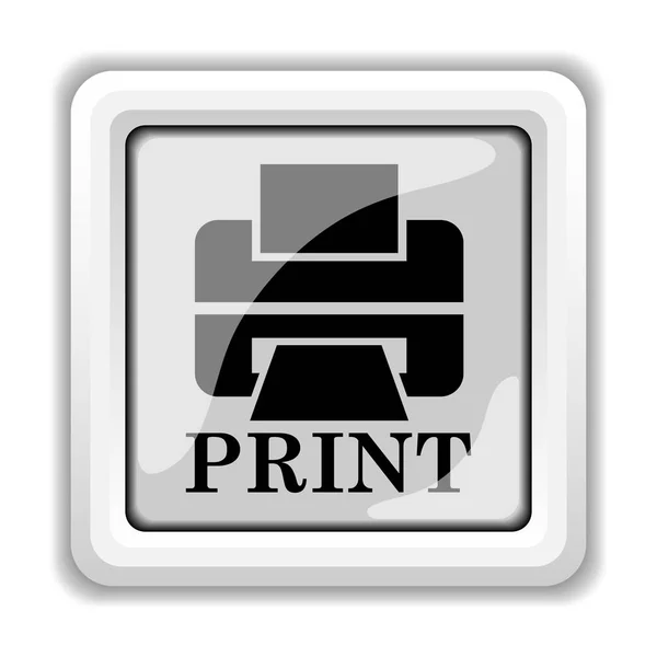 Impresora Con Icono Palabra Print Botón Internet Sobre Fondo Blanco — Foto de Stock