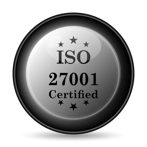 Iso 27001 Pictogram Internet Knop Witte Achtergrond — Stockfoto