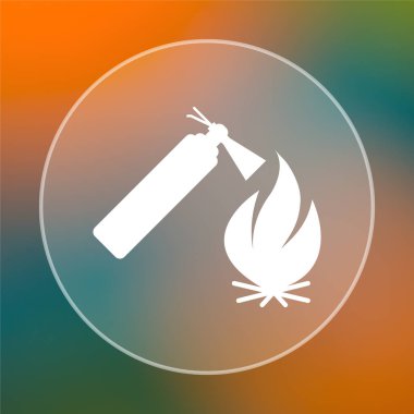 Yangın simgesi. Renkli arka plan üzerinde Internet düğmesi