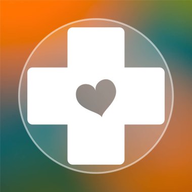 Kalp simgesi ile çapraz. Renkli arka plan üzerinde Internet düğmesi