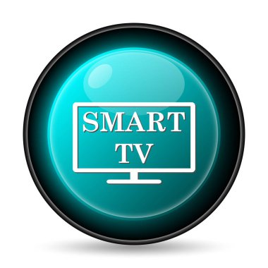 Akıllı tv simgesi. Beyaz arka plan üzerinde Internet düğmesi